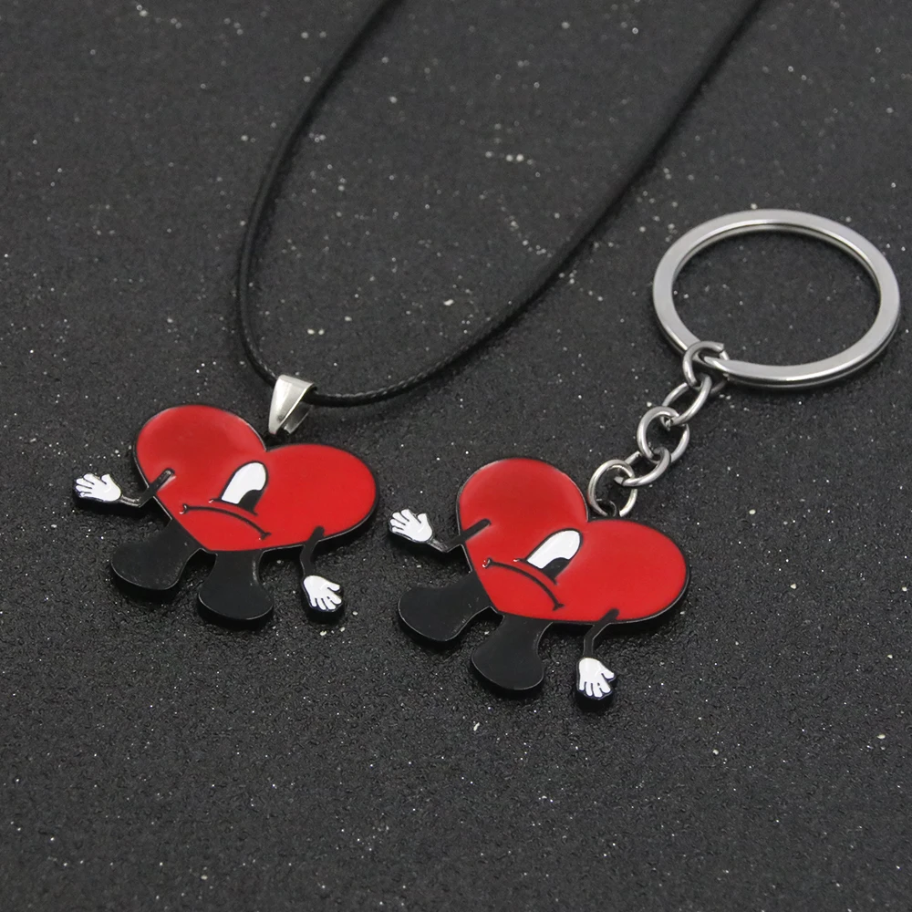 Cute Rabbit Bad Bunny Keychain Fashion Heart Pendant Keyring For Women Men Jewelry Gift - Image 6