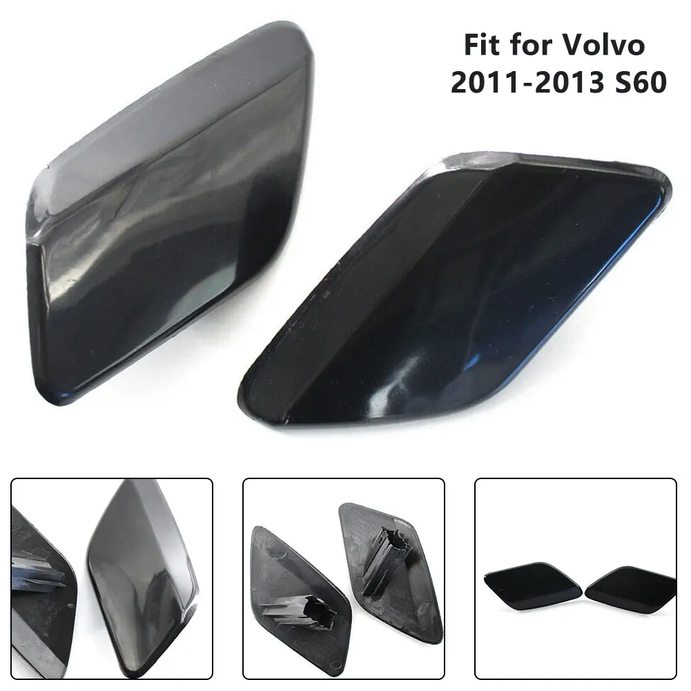 

2pcs Water Spray Cover Right Left Front Headlight Washer Cap Cover 39802699 39802681 11x 7cm For Volvo S60 11-13 Car Accessories