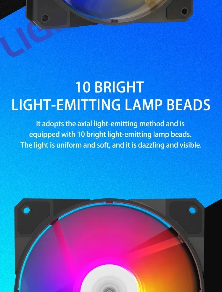 120mm RGB LED 12V PWM 4Pin 1100RPM Silent Cooling Fan for PC Case Water Cooling