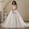 BEPEITHY Customized A-Line Champagne Wedding Dresses 2025 Spring V Neck Sleeveless Romantic Bride Ivory Bridal Gown Vestidos 3