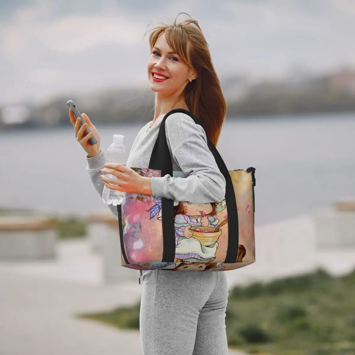 Large Cute Sarah Kay Tote Bag Women Cartoon Shoulder Shopping Beach Gym Travel Bag