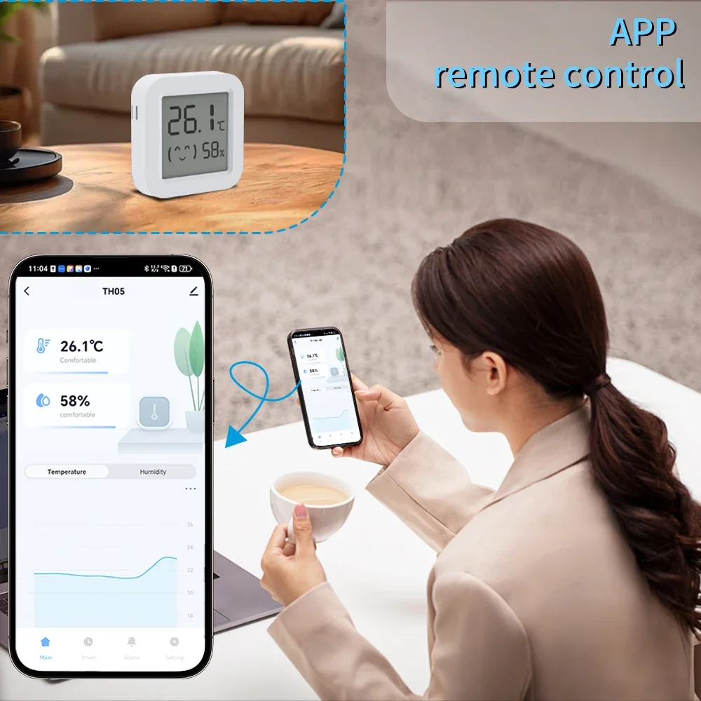 Temperature Humidity Sensor Tuya LCD Screen bluetooth-compatible APP Remote Controlled For Home Environment Smart Life