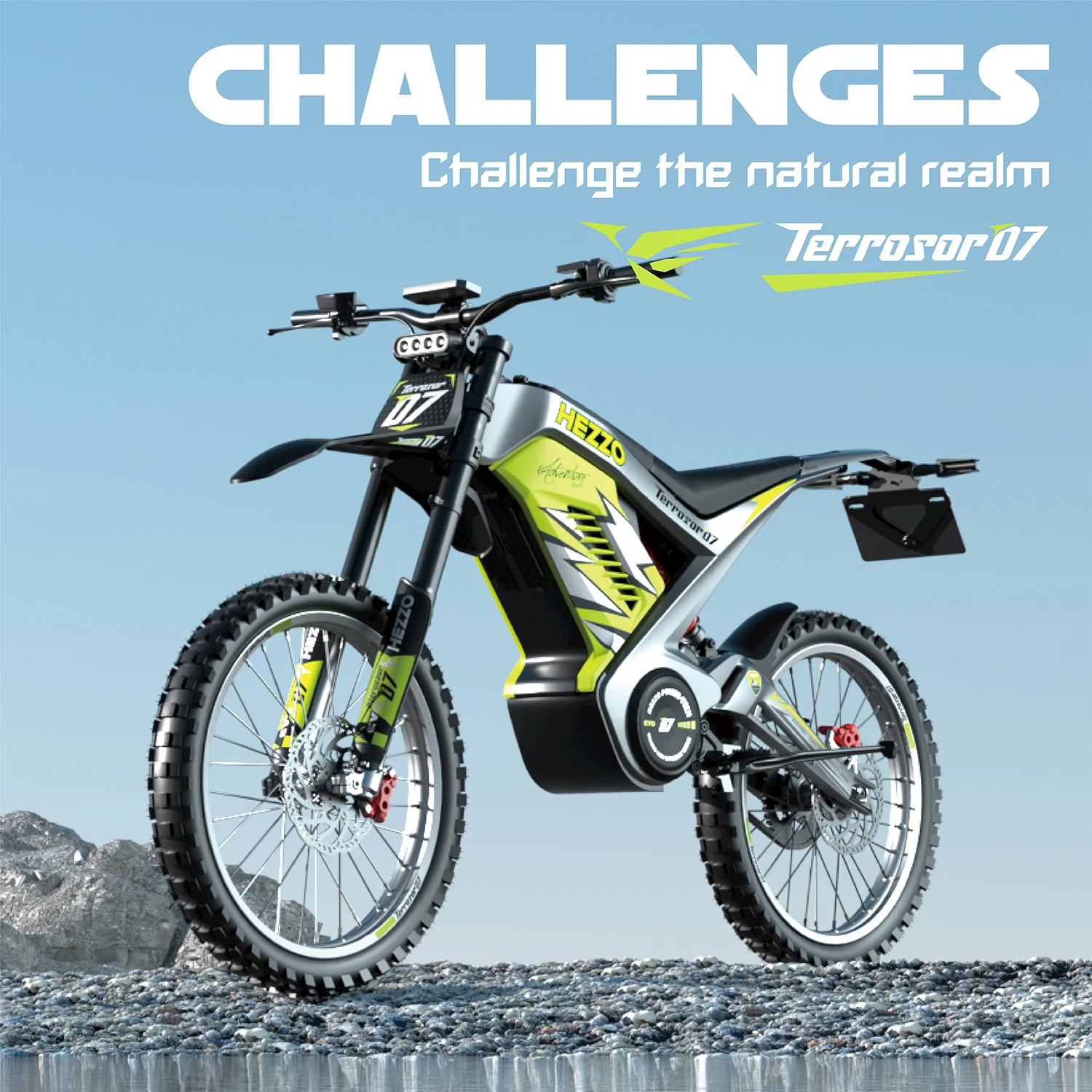 HEZZO-Electric Dirt Bike, Off-Road Ebike, Top Speed 85km/h, 389NM