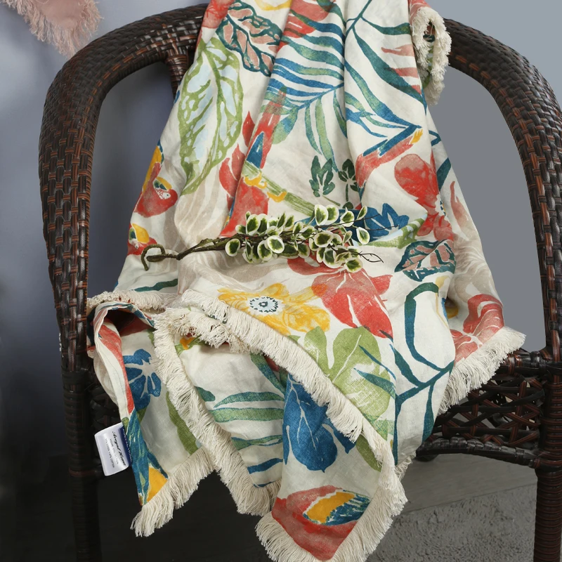 

Double Layer 80% Linen 20% Cotton Sofa Blanket Leisure Blanket Tapestry Soft Warm Blanket Spring And Autumn Light Sofa Blanket