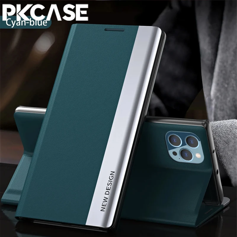 PKCASE Magnetic Flip Leather Phone Case with Bracket Cover