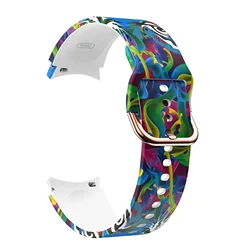 Vibrant Silicone Strap with Printed Design - Colorful Bracelet Band for Galaxy Watch 4-5-6-7 (Blue-green)