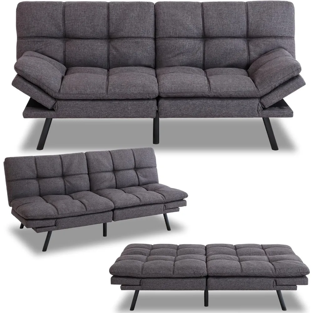 

Convertible Sofa Bed, Modern Love Seat, Living Room Sofa, Small Space, Office, 71 ", Adjustable Backrest Armrest, Gray