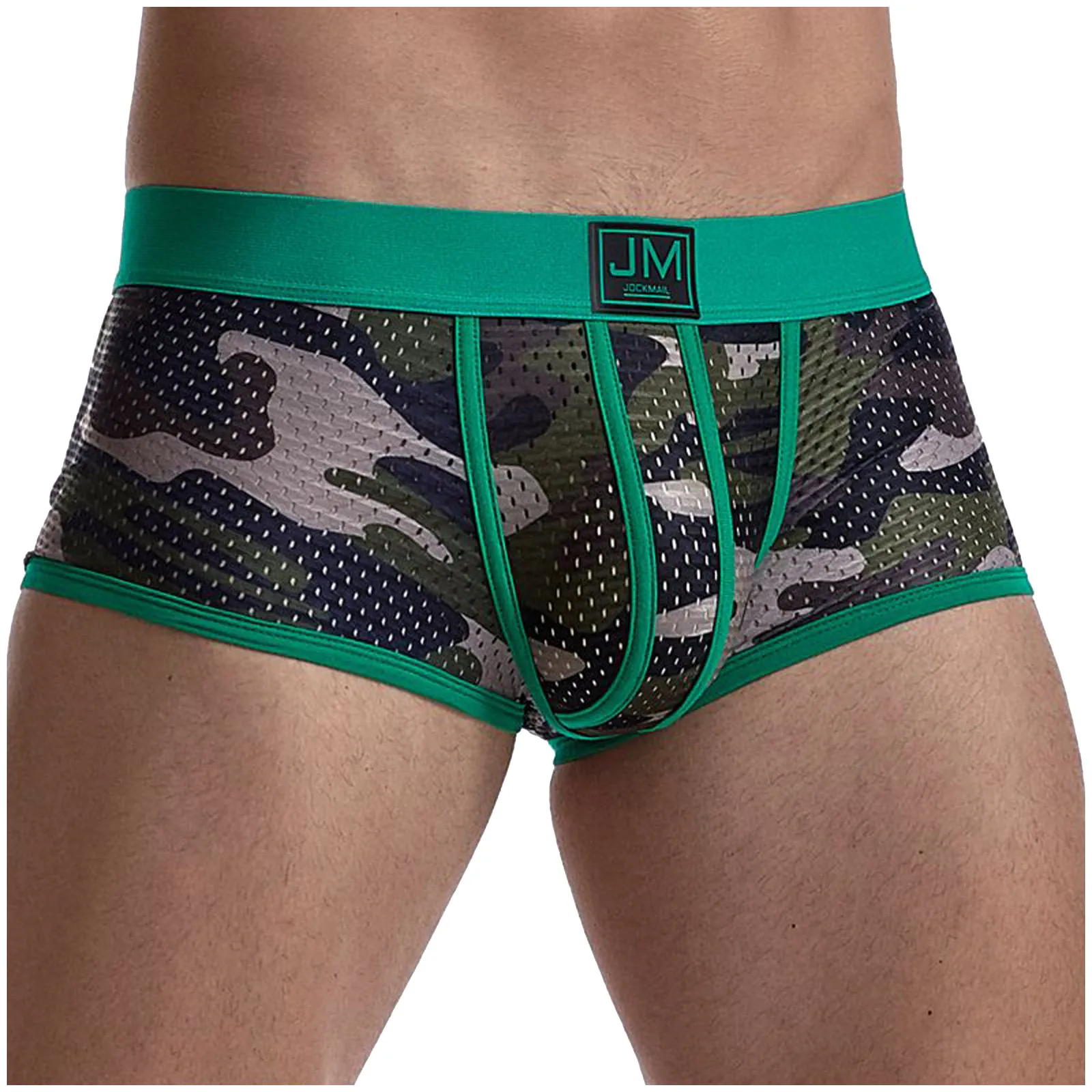 

JOCKMAIL Men's Sexy Underwear Fashion Camouflage Boxer Shorts Mesh Breathable Underpants Male Four-corner Low-rise Shorts