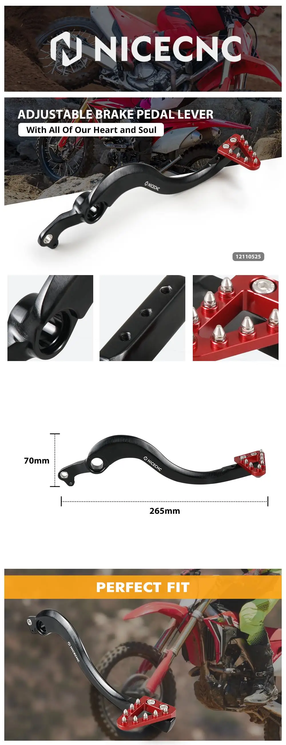 Geschmiedeter Schalthebel und verstellbarer Bremspedalhebel für Honda CRF450R CRF450RX 2017–2023, CRF250R 2018–2023, CRF250RX 2019–2023 – Detail 1