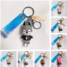 

KPOP Stray Kids Cartoon Keychain Skzoo PVC Silicone Pendant Bag Accessories Car Keychain Key Ring New Korean Fashion Gifts