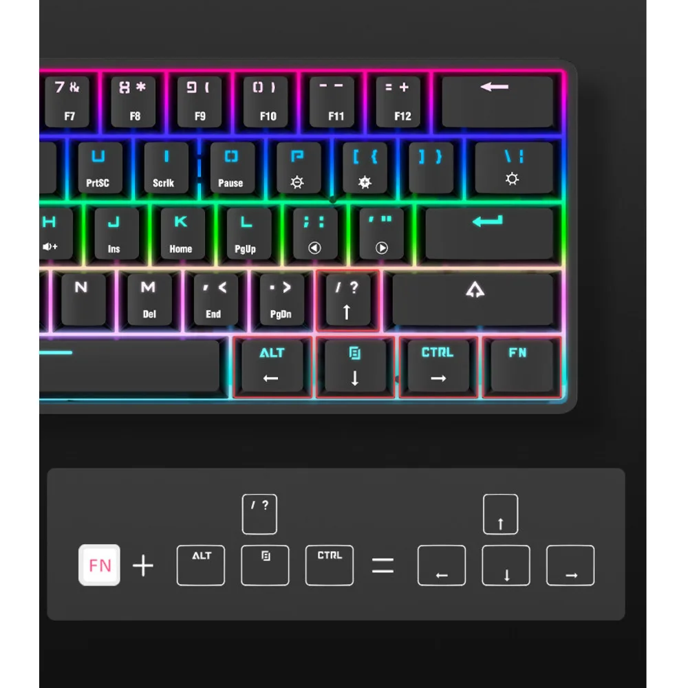 Wireless keyboard Bluetooth the third mock examination 61 RGB green axis mobile tablet notebook desktop game mechanical key_voghion.com