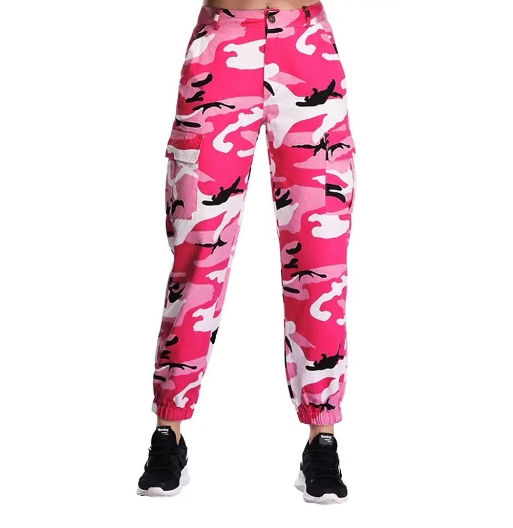 Pantalones Cargo Para Mujer,Moda Cintura Alta Casual Pantalones Trekking Y Combate Al Aire Libre,Pantalones De Trabajo Tácticos Con Múltiples Bolsillos M Camo Green, 34