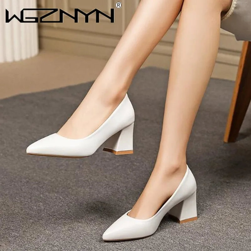 

Женские Простые однотонные туфли-лодочки, кожаные туфли с острым носком, женская повседневная обувь, модные классические закрытые офисные туфли