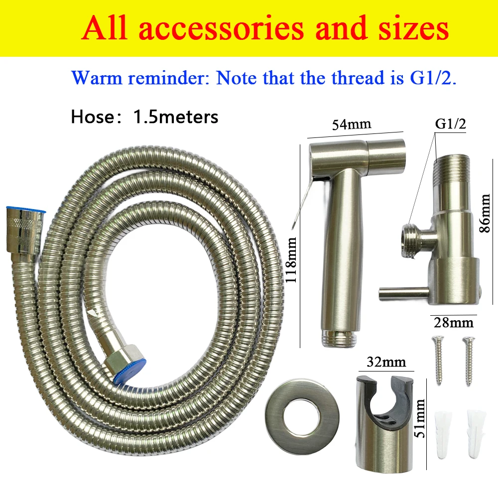 4pc/Set Portable Bidet Toilet Sprayer Bidet Shower Faucet Stainless Steel Woman Cleaning Head Anal Tap Wash Bathroom Accessories 6