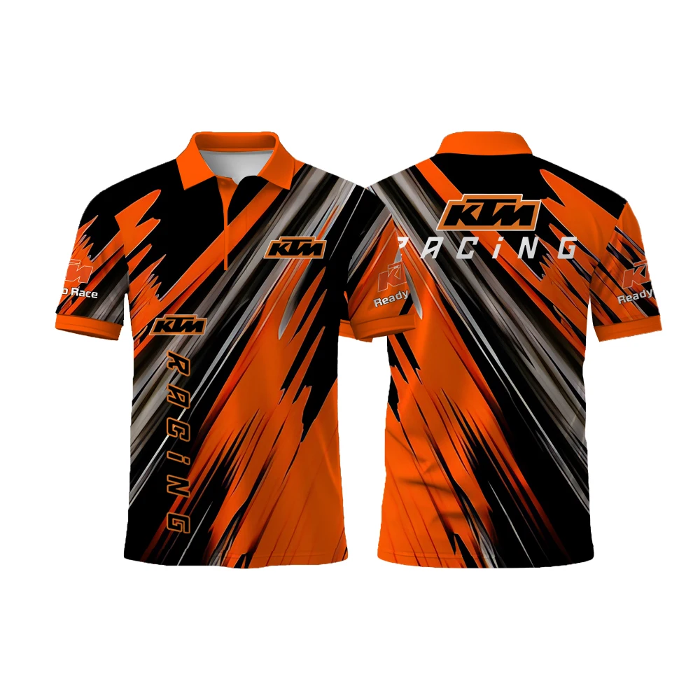 New Style Fashion Comfortable Breathable Buttons Polo Shirt KTM Logo 3D Printed Motorcycle Riding Short Sleeved Sport Shirt 4