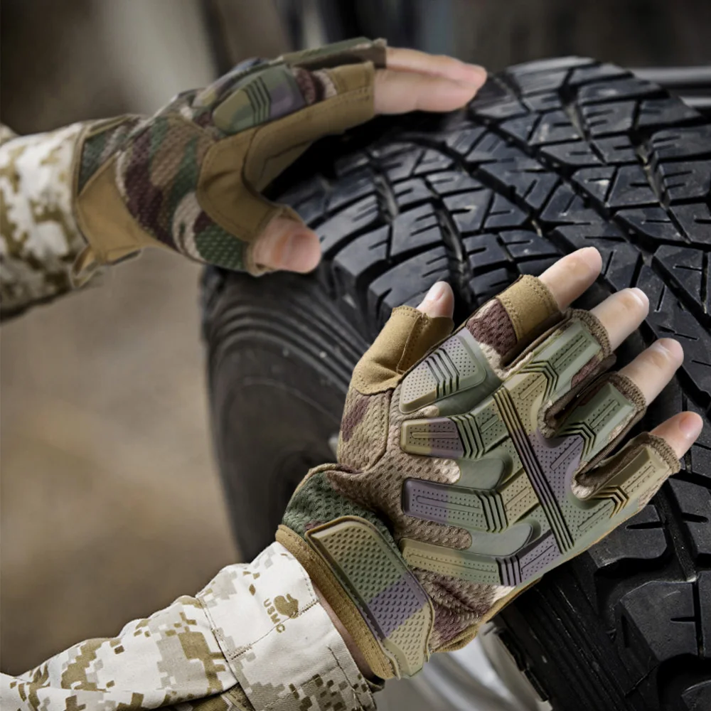 Cycling Half Finger Gloves Outdoor Tactical Airsoft Combat Sports Hiking Camping Bicycle Hunting Bike Anti-skid Gear Men Women 2