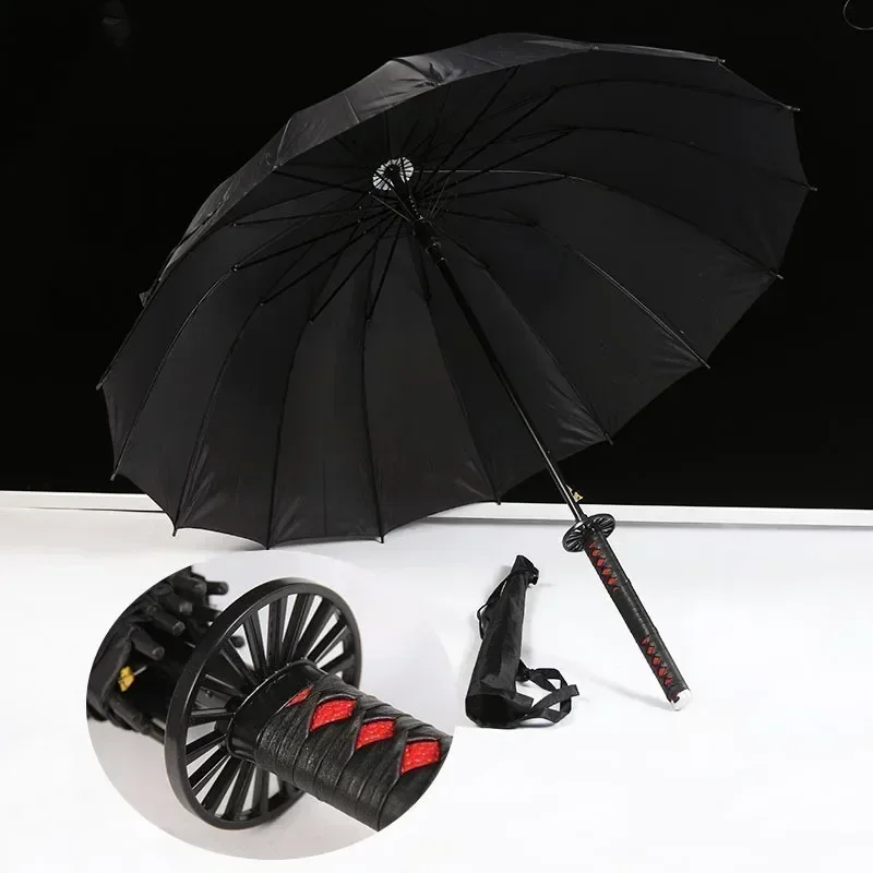 Katana Anime Umbrella Ninja Long Parasol Kimetsu No Yaiba Tanjirou Cosplayer Samurai Sword Katana Handle Umbrellas