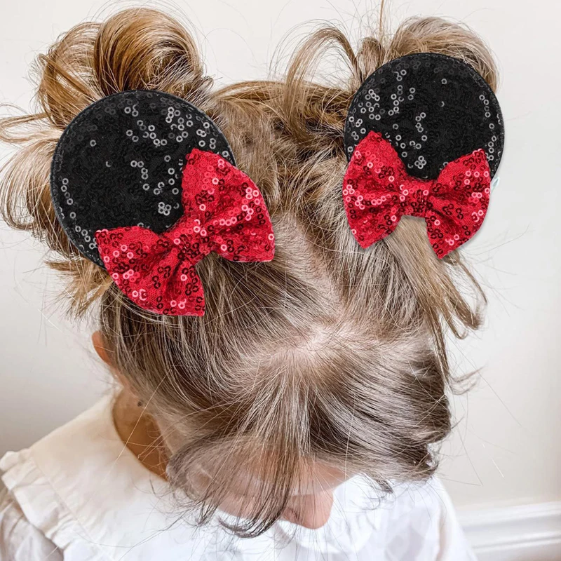 

1pair Hairpins For Baby Girls Cute Princess Glitter Sequins Ears Bow Hair Clips Party Barrettes Kids Hair Accessories