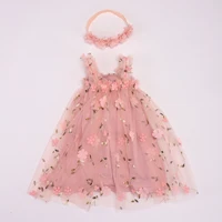 Robe tutu en tulle à imprimé floral pour tout-petits, robes de princesse pour petites filles, bande de sauna fleurie, µbrodée 2