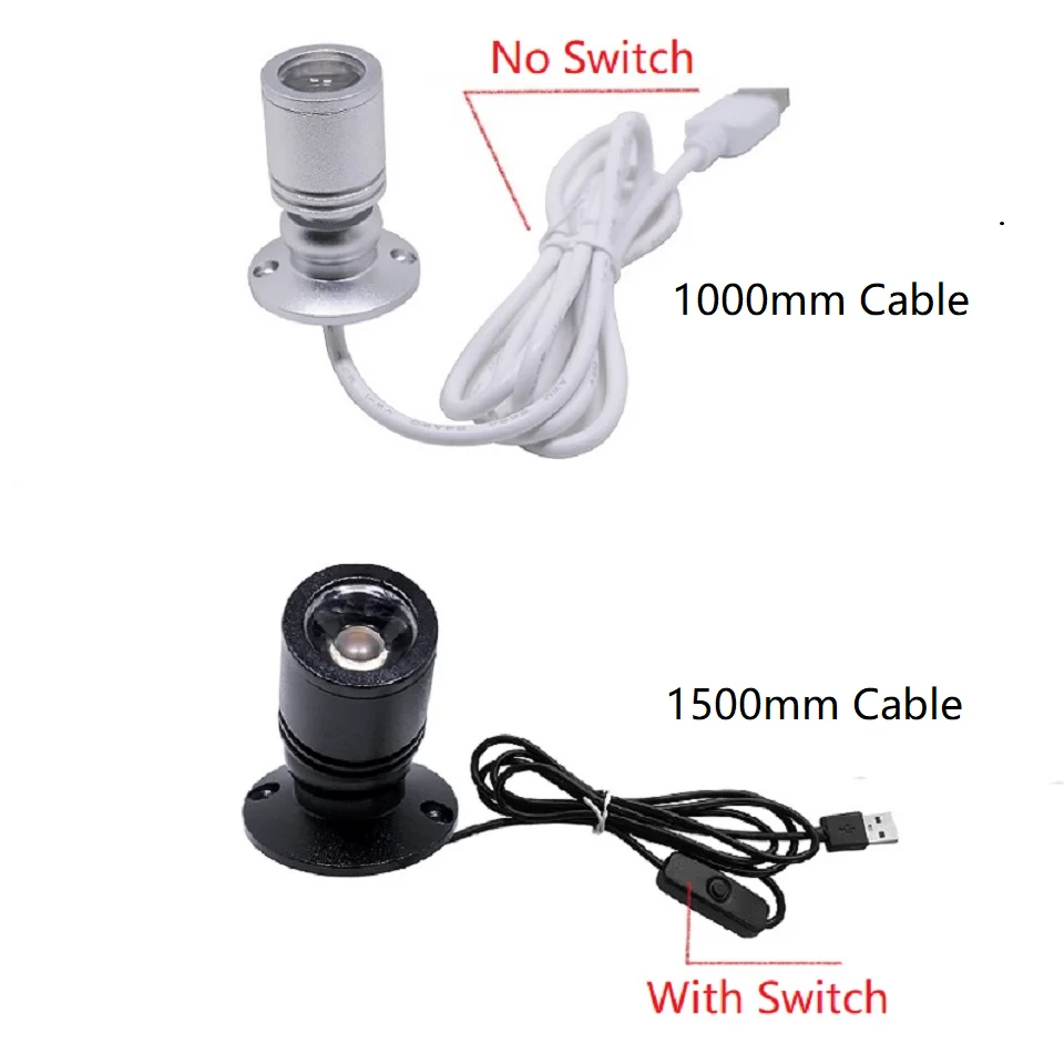 LED Spotlight LED Downlight USB 5V Mini 1W 3W Rotatable Angle Surface Mounted for Cabinet Showcase Terrarium Jewelry Lamp Ceiling Spot Lights