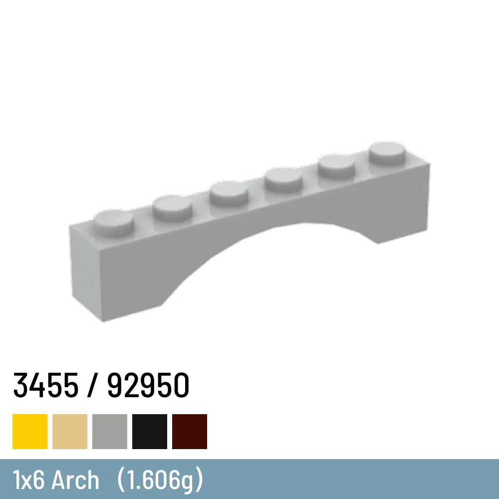 

30 Pcs / Lot DIY Building Blocks Size Compatible With 3455 / 92950 Brick Plastic 1x6 Arch Toys for Children