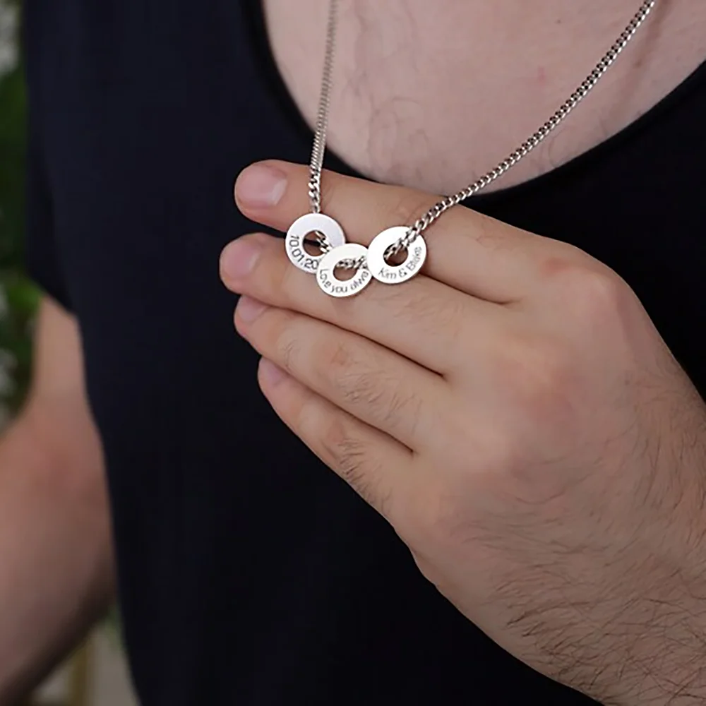 

Women's Custom Necklace Wide Circle Pendant Necklaces Unique Customized Jewelry Polished Design Engagement Gifts for Friends