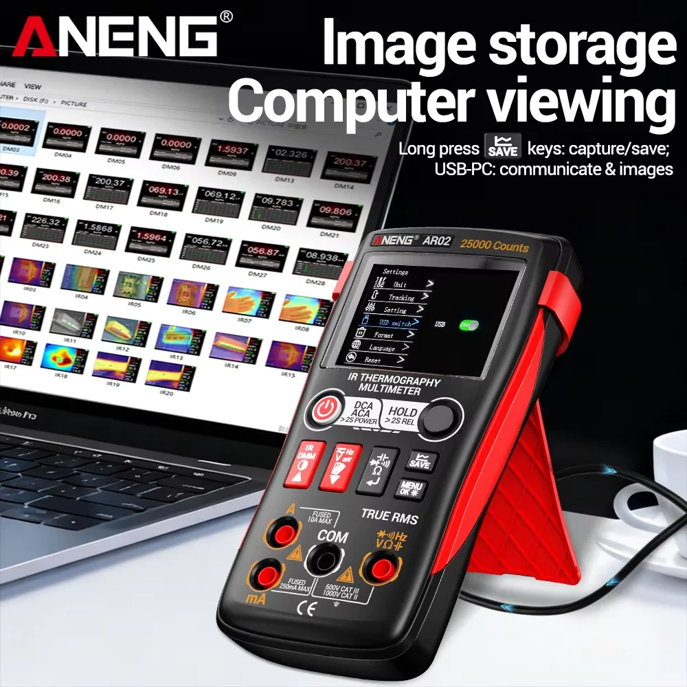 ANENG AR02 2 in1 멀티미터 열화상 카메라 적외선 온도계 240×240 IR 해상도 96×96 IR 센서-20 ° C150 ° C 온도