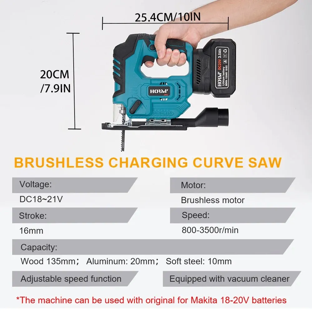 Cordless Jigsaw Electric Saw Portable Multi-Function Carpenter Power Tool For Makita 18V Lithium Battery