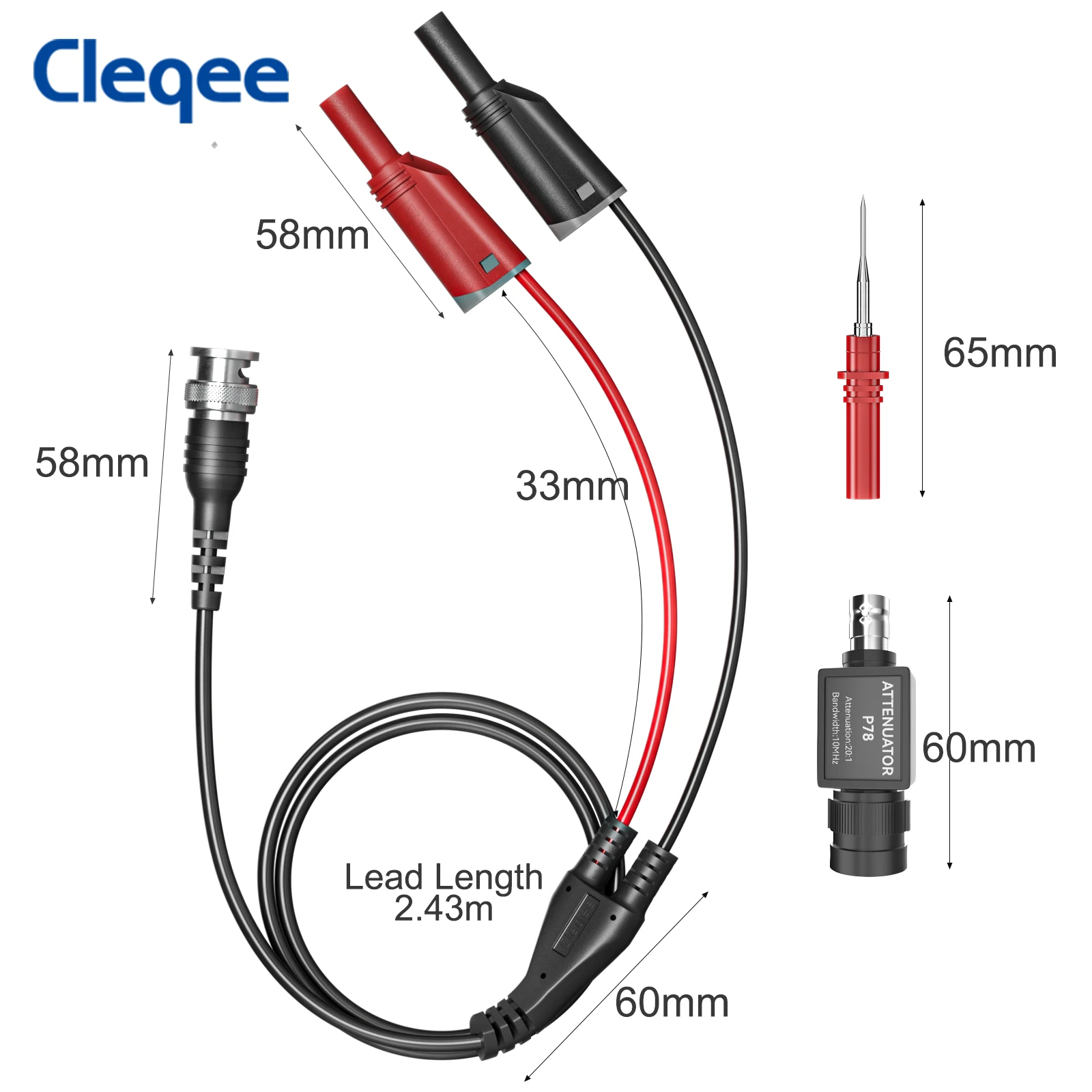 Cleqee CKT012 Set Auto Test Leads and Acupuncture Probe Set Oscilloscope Accessories Automobile Measurement