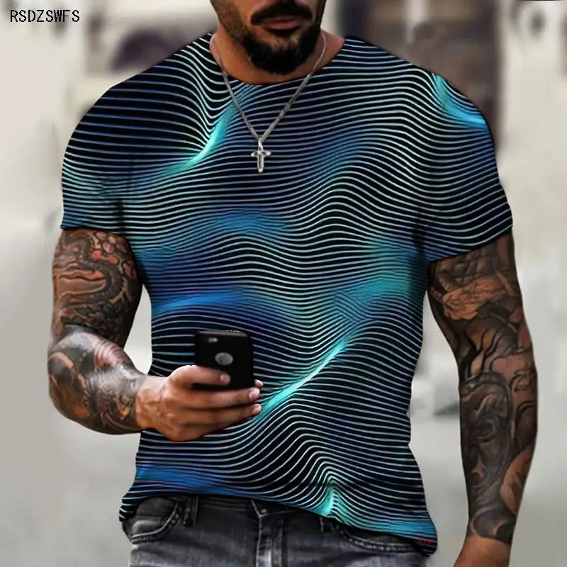 Sf63aaf628bef4042a33f2d6d5c0c0a50n - Short Sleeve Tech Swirl Digital Information 3D T-shirt