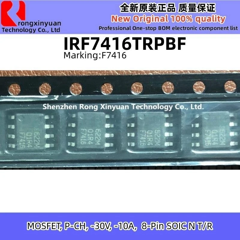

20Pcs/lot IRF7416TRPBF IRF7416 IRF7416TR IRF7416PBF F7416 SOP-8 HEXFET® Power MOSFET-P -30V/-10A 0.02Ω.100% New Original