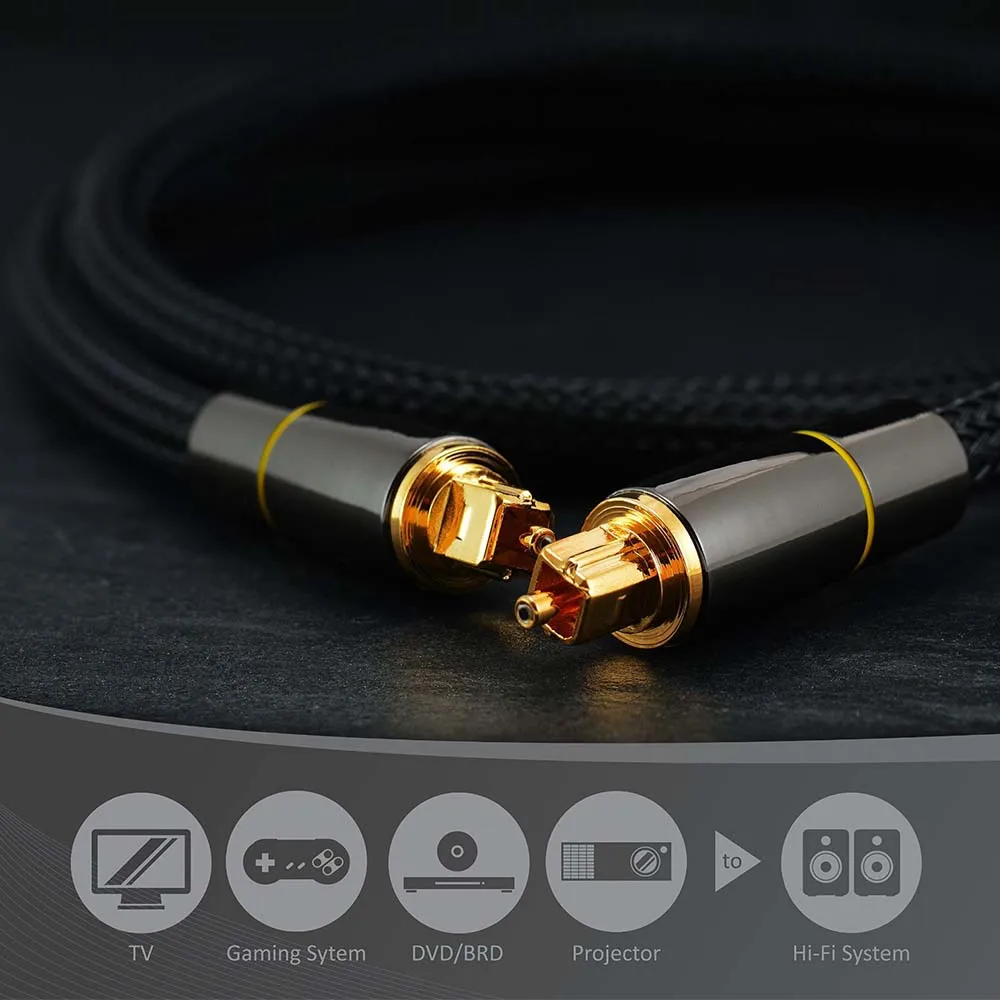 High-Performance Digital Optical Audio Cable - Toslink SPDIF Coaxial, Multiple Lengths Available