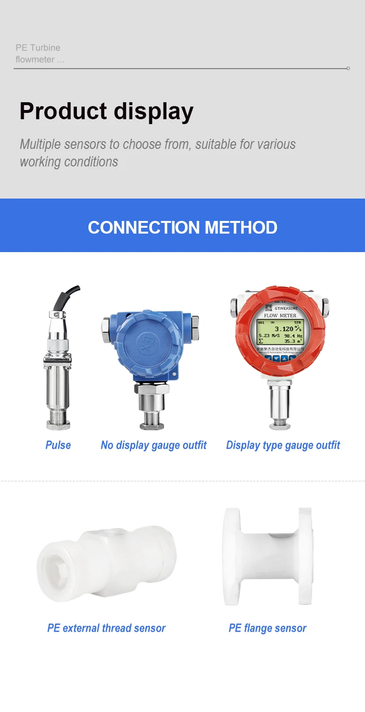 DN15 Anti-corrosion Turbine Flow Meter PE Material Water Flowmeter Acid and Alka