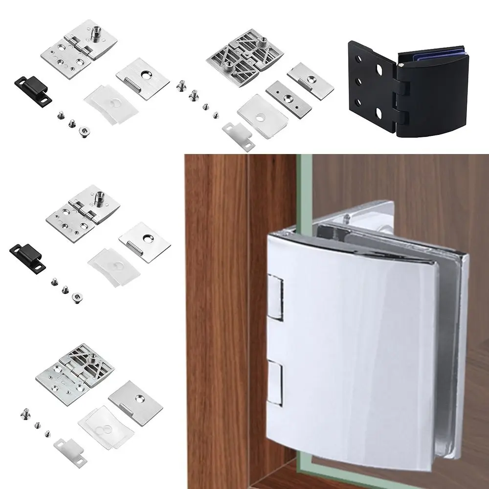 Brushed Nickel Glass Door Hinge Embedded Zinc Alloy Cabinet Door Hinge Durable Cabinet Glass Clamp Accessories