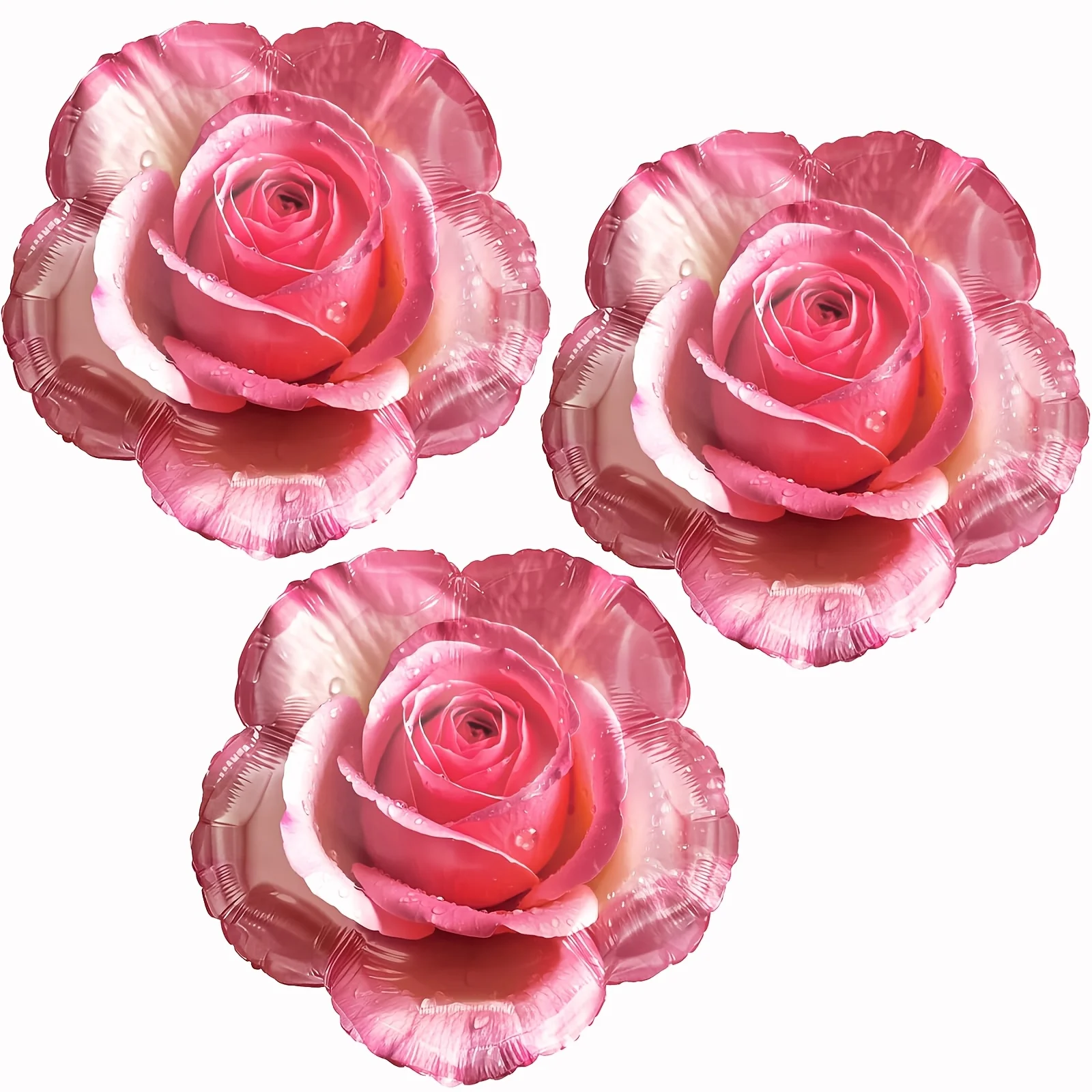 3 Stück 18 Zoll Rosa Rosen-Modellierfolienballons für Verlobung Jubiläum Hochzeit Romantische Muttertags-Partydekoration – Detail 1