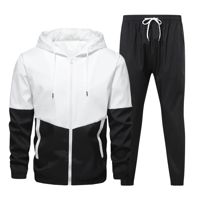 Men Tracksuit Casual Set Autumn Male Joggers Hooded Sportswear Jackets+Pants 2 Piece Sets Hip Hop Running Sports Suit