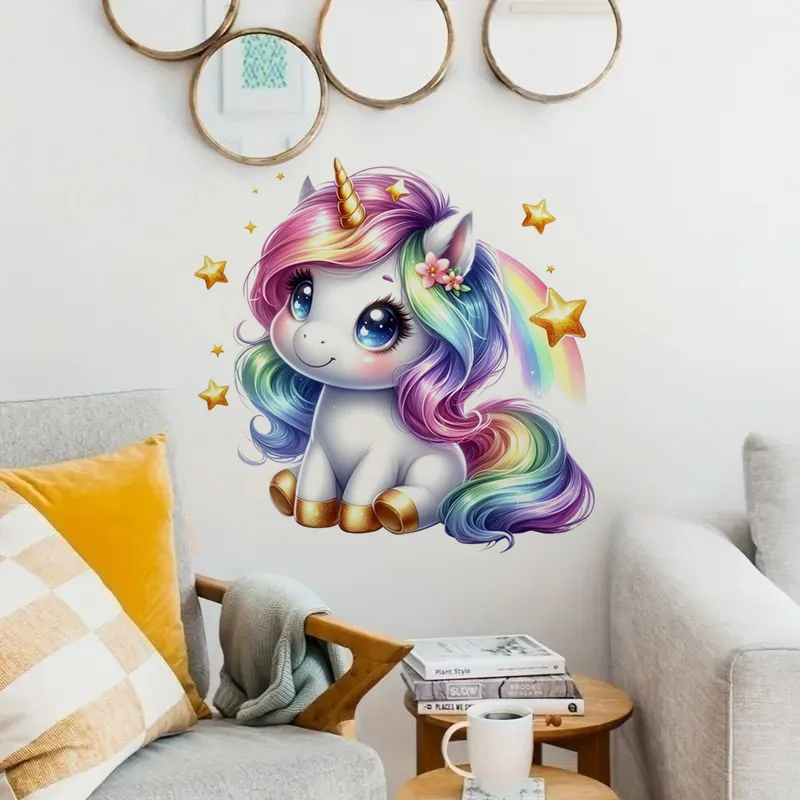 Cute Rainbow Unicorn Sticker Water-proof Home Wall Decal Used for Wall Bathroom Cabinet Door Toilet Car Laptop wall stickers,toilet stickers