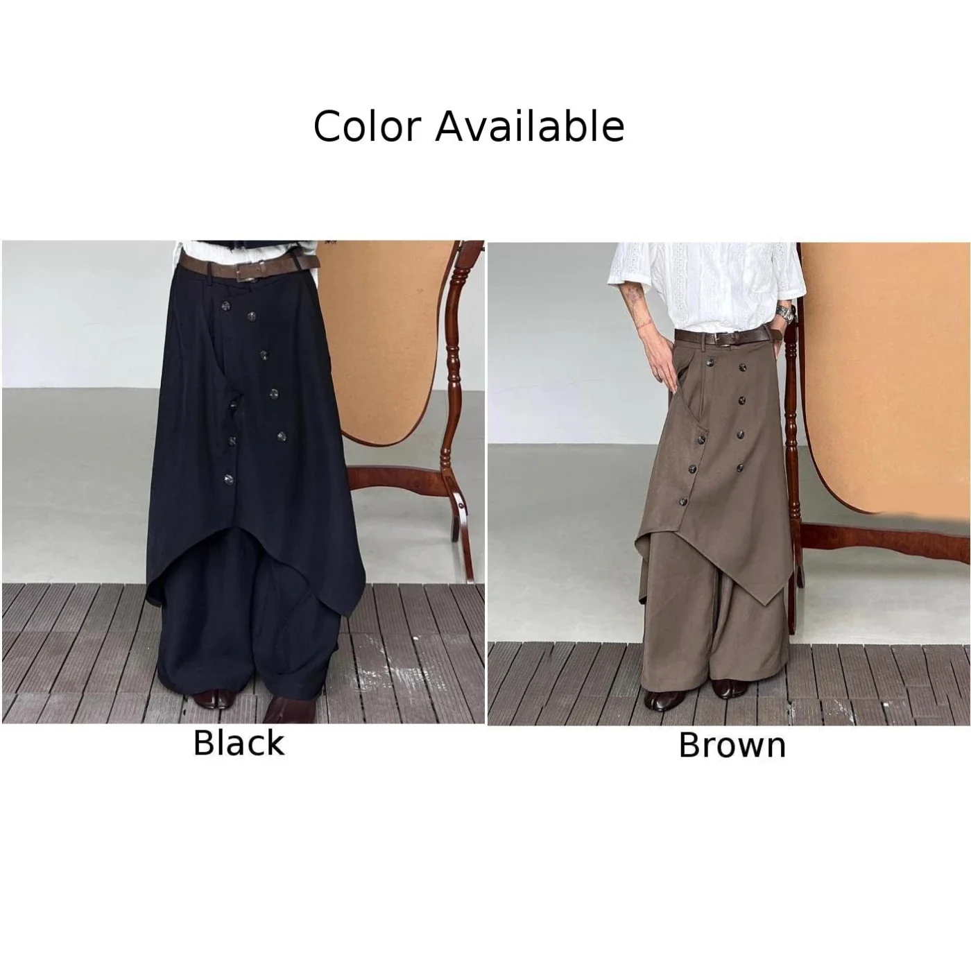 Men Irregular Pants Button Joggers Streetwear Solid Color Trousers Men Vintage Loose Casual Wide Leg Pants S-5XL,stretch pants,men pants
