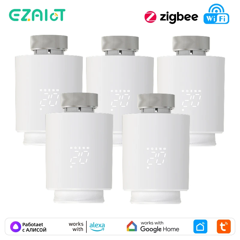 EZAIOT สมาร์ท Tuya ZigBee/Wifi หม้อน้ํา Actuator TRV โปรแกรม Thermostatic App รีโมทคอนโทรลอุณหภูมิ Alexa Google 1