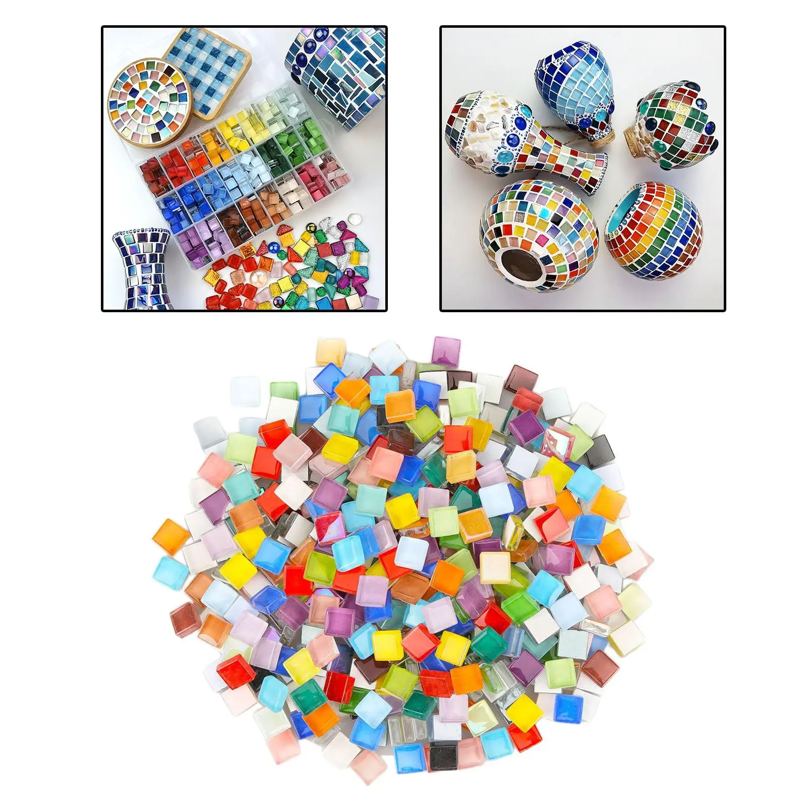 1000G Mixed Tiles Glitter Assorted Mix 1kg DIY Material Gifts 10x10x4mm for Kitchen Handmade Craft Hobbies Artwork Home Decor