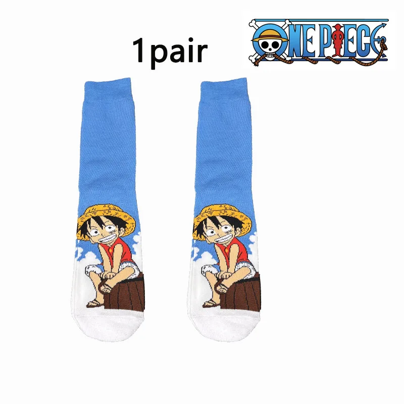 One Piece Ruffy Socken 1/5 Paar Set Anime Merchandise Trendige Socken Cartoon Persönlichkeit Mid-Calf Socken – Detail 1