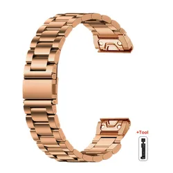 Premium Stainless Steel Watch Band - Elegant Metal Strap Wristband Bracelet Accessories - 22mm (Rose Gold)