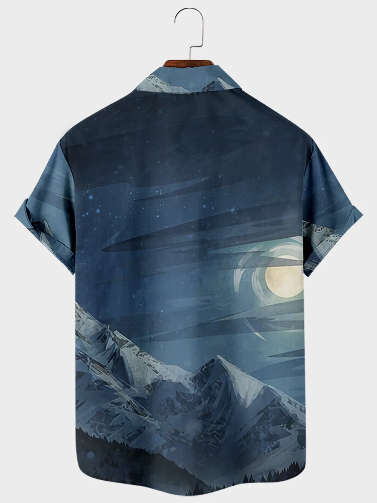 2024 Summer Beach Casual Men's Short Sleeve Lapel Shirt Plus Size Mountain 2 3D Printed Top With Pockets 2