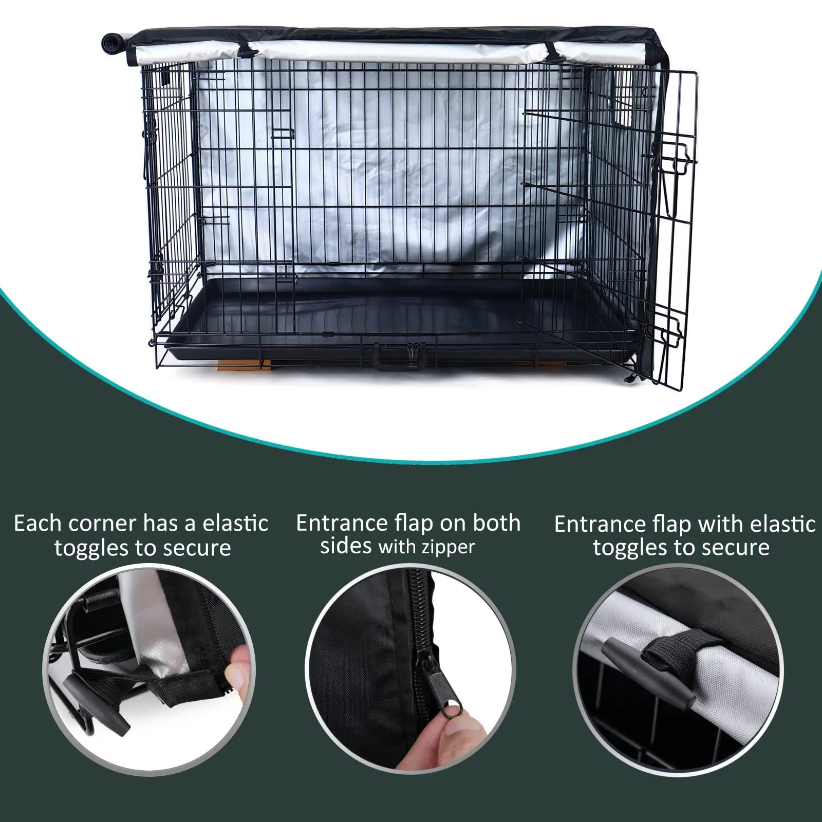 Dog Cage Rainproof Dust Covers Outdoor Universal Dog Wire Crate Cover Waterproof Sun Protection Durable Pet Kennel Case 4