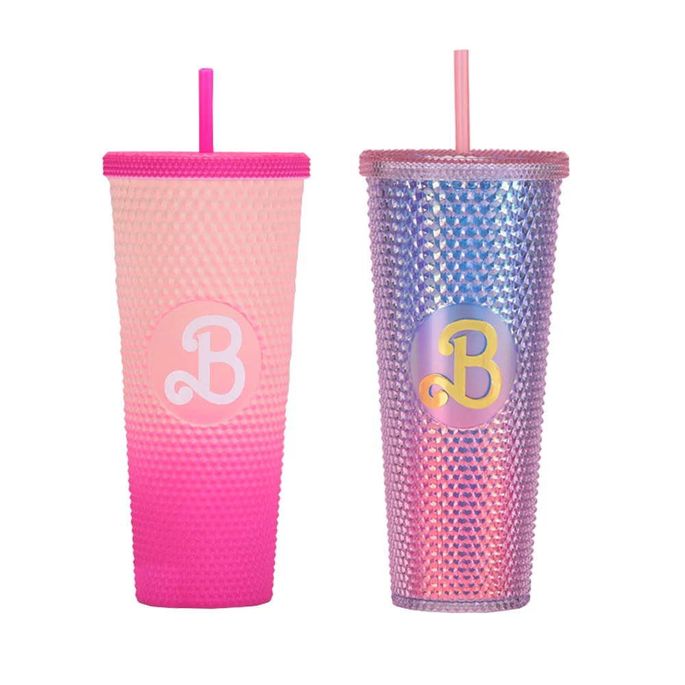 

24OZ Studded Tumbler Women Luxury Pink B Bling Diamond Cold Drink Cup with Straw Ladies Water Bottle Cup for Home Offices School