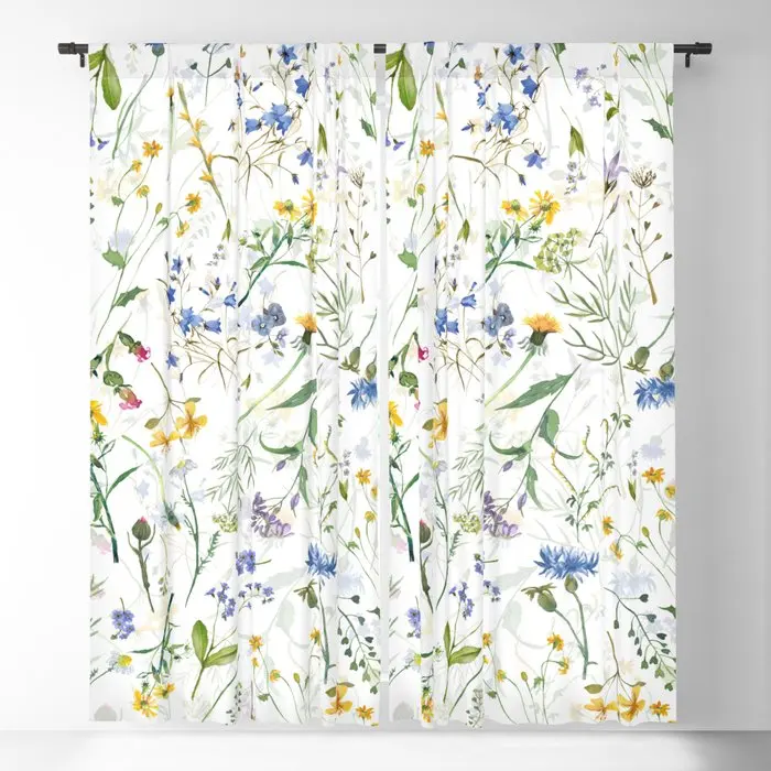 

Scandinavian Midsummer Meadow Blackout Curtains 3D Print Window Curtains for Bedroom Living Room Decor Window Treatments