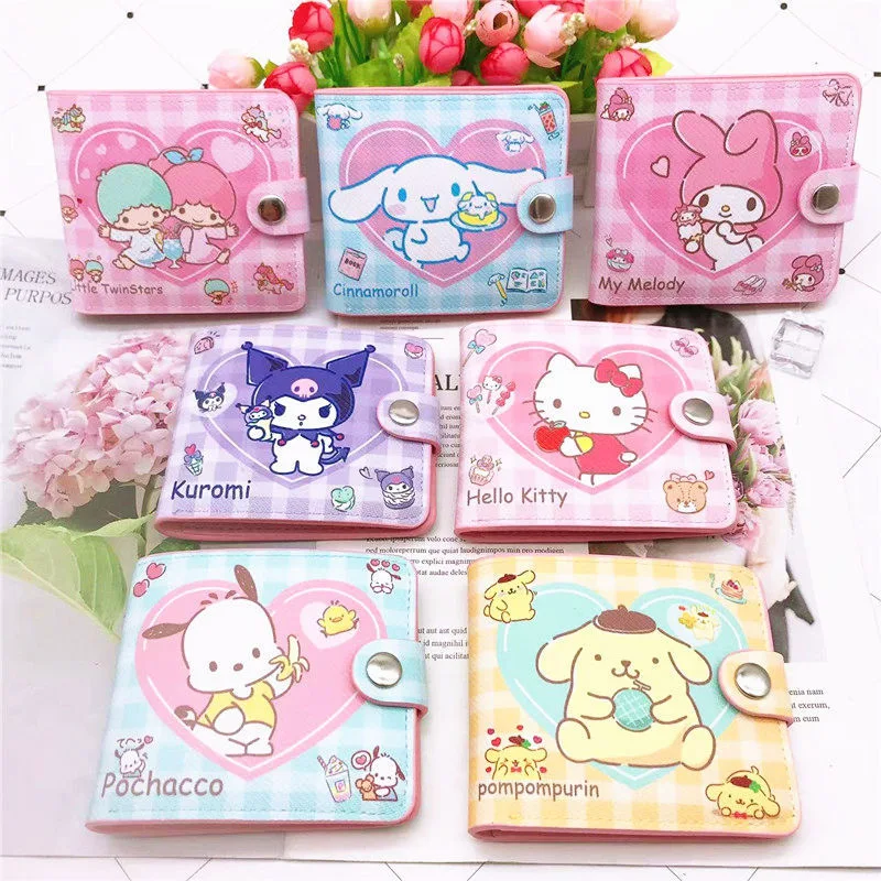 Cute Sanrio Cinnnamoroll Hello Kitty Coin Purses Mymelody Kuromi Pudding Wallet  Keychain Bags Card Holder Clutch Pouch Girl Gift - AliExpress