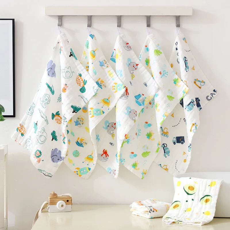 25x50cm Baby Six-layer Pure Cotton Gauze Small Towel Face Towel Square Mouth Baby Washcloth