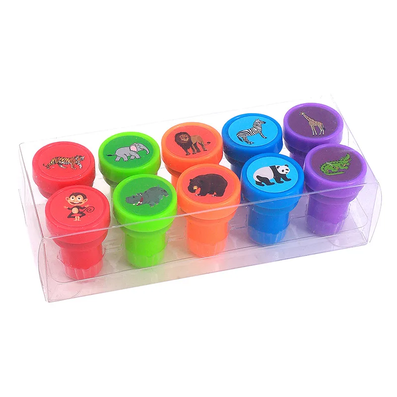 Self Inking Stamp 10pcs Assorted Stamps For Kids Self-ink Stamps Children Toy Stamps Seal Scrap Booking DIY Painting Photo Album Decor Hallow