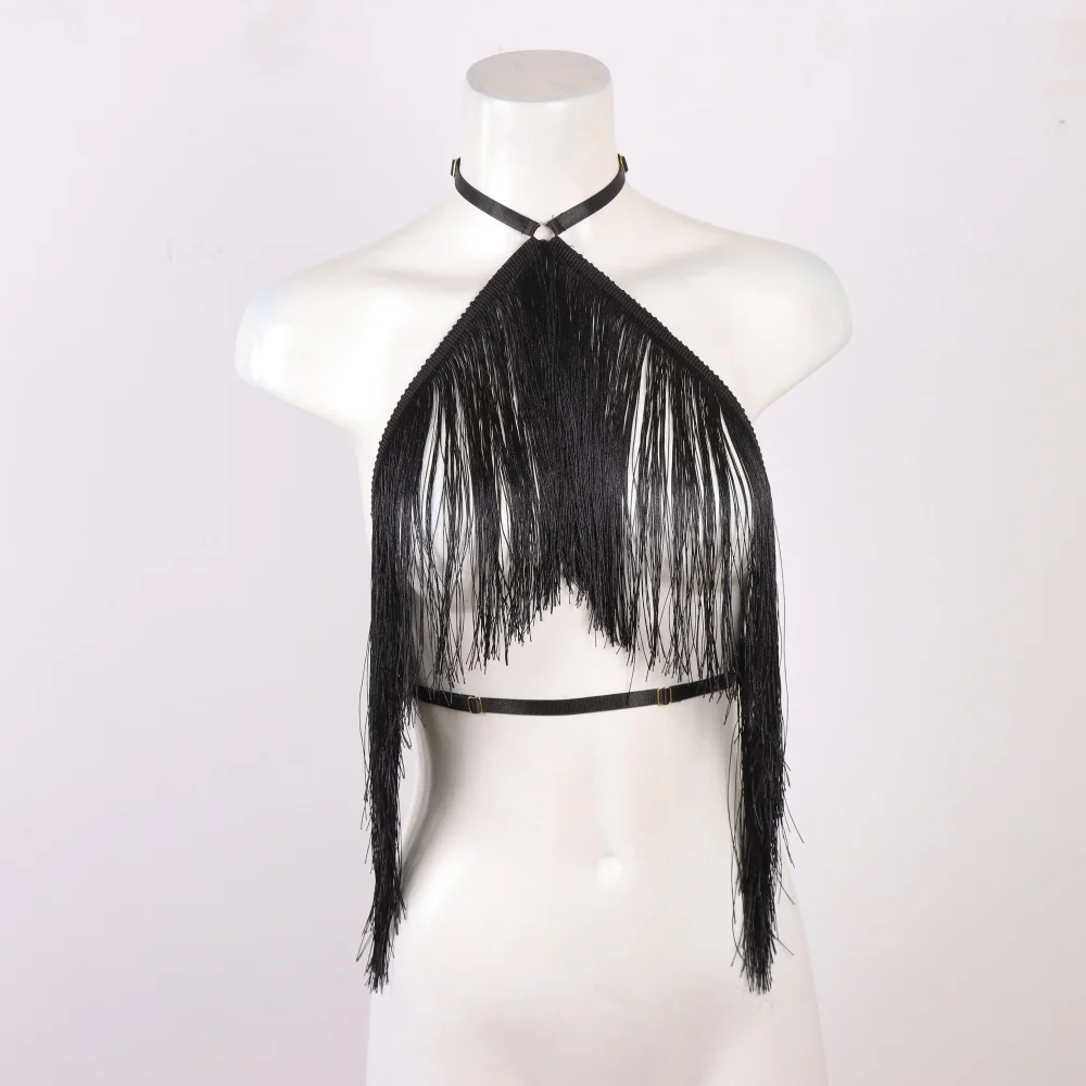 Black Tassel Halter Top Image 1